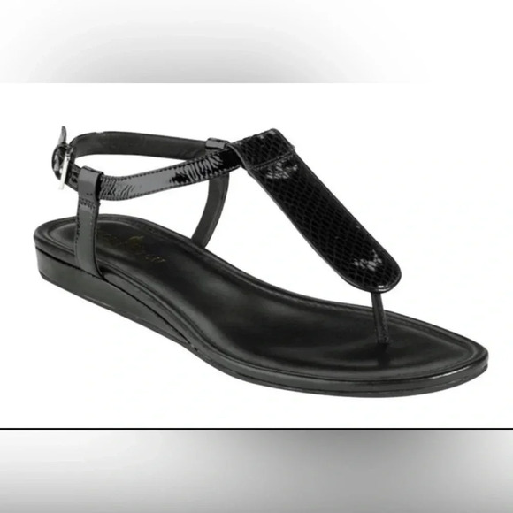 Cole Haan Shoes - Cole Haan Molly Black Snakeskin leather Sandals Size 11 EUC